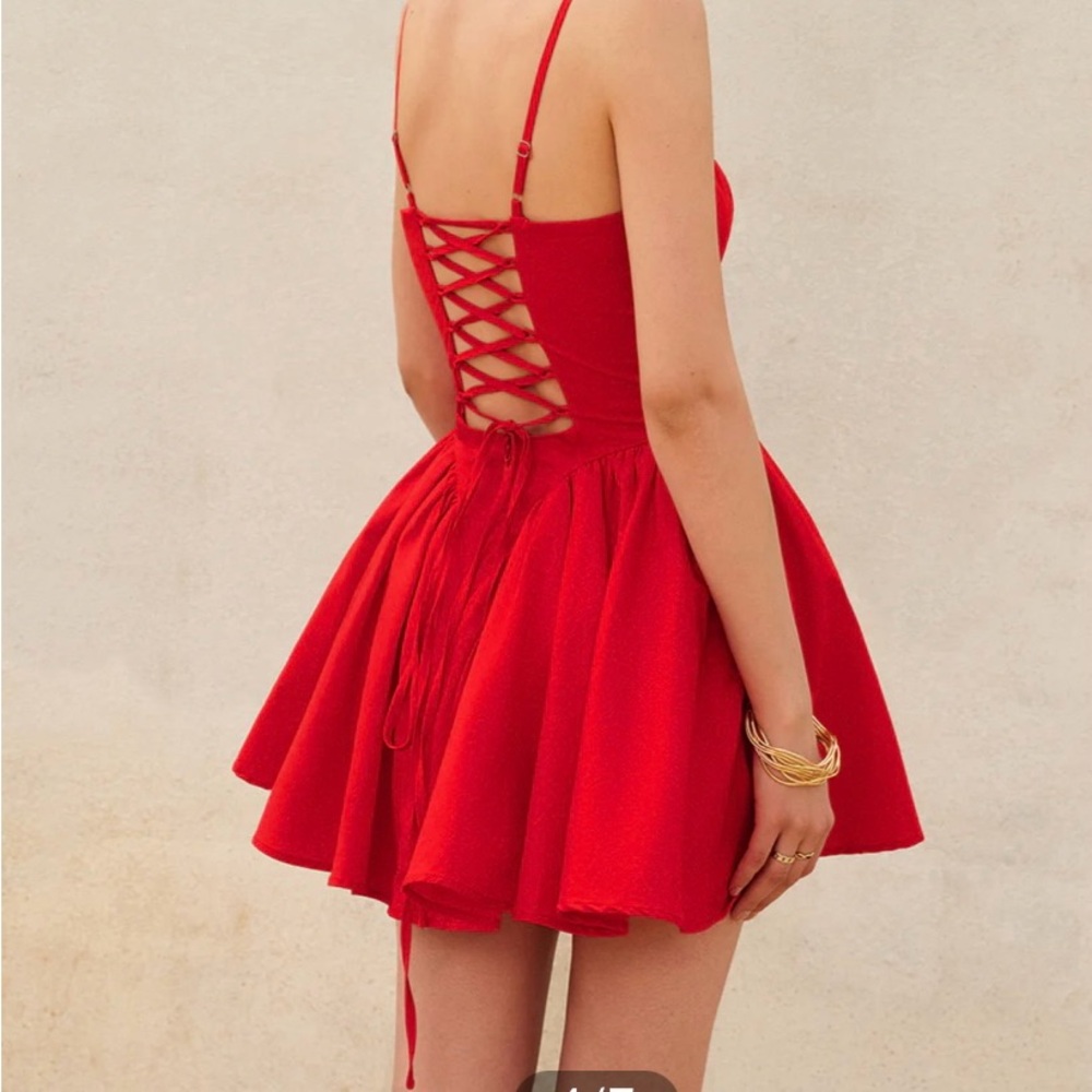 Chic Scarlet Mini Dress - Picture 2 of 3